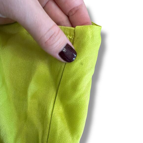 Zara NWT Satin Cropped Cowl Neck Top Womens Size S Neon Green - Picture 8 of 8